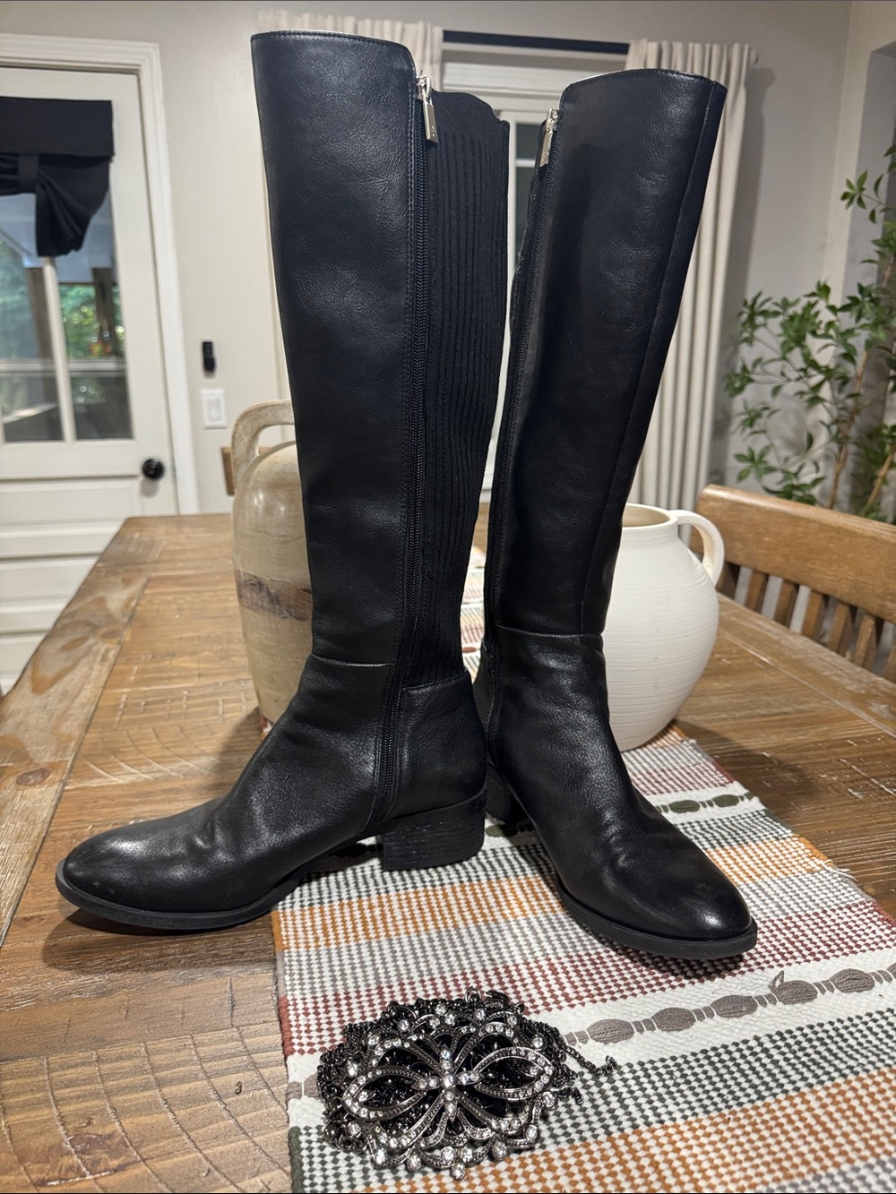 Kenneth Cole Black Over-the-Knee Leather Boots